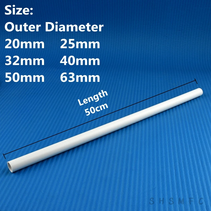 Diámetro exterior 20-63mm tubo de PVC blanco longitud 50cm agricultura jardín riego acuario pecera tubo de agua accesorio de plomería