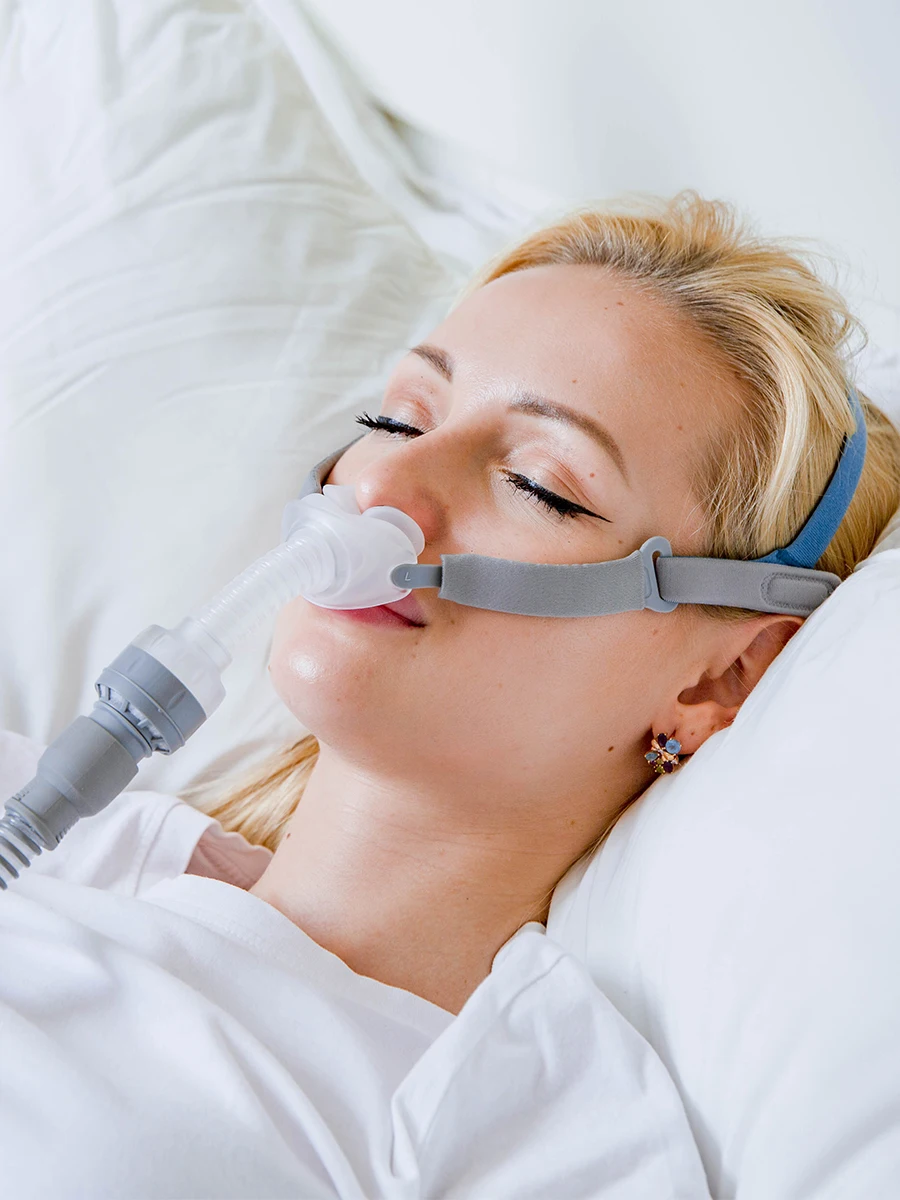 Mascarilla Nasal BMC P2H con Arnés, Mascarilla CPAP con Humidificación sin Agua para Máquinas de Viaje, Tallas S/M/L