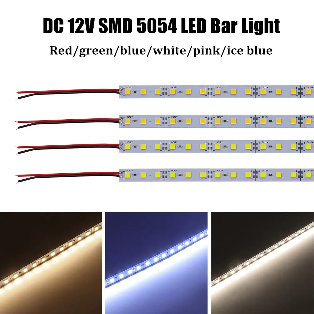 Tira de luz Led dura de 12V CC, 25cm, 50cm, SMD 5054, tira rígida de aluminio, lámpara para debajo del gabinete de cocina