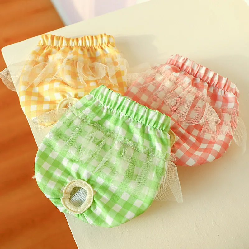 Ropa interior fisiológica para mascotas, pantalones menstruales, pañales reutilizables para perros, bragas térmicas florales de encaje para perros, pantalones cortos femeninos para Chihuahua