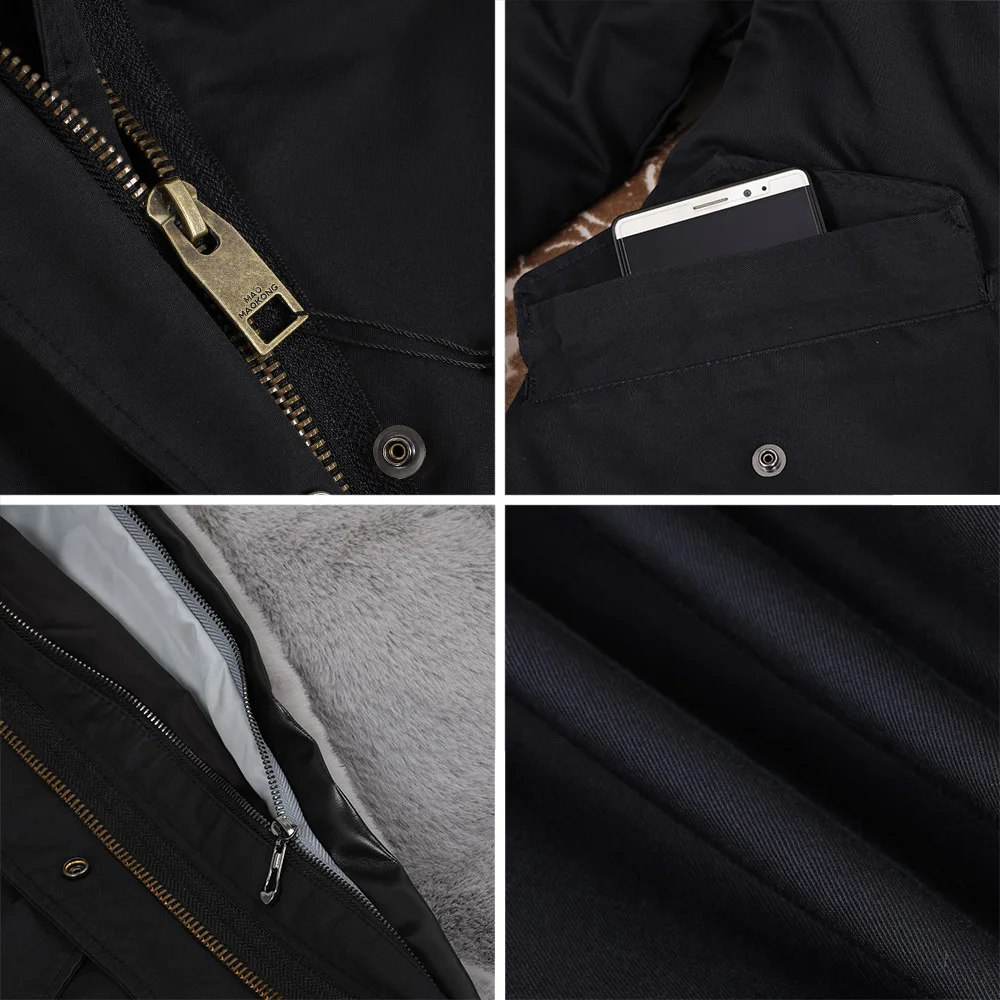 MAOMAOKONG 2025 abrigo de piel auténtica nueva moda Cuello de piel de zorro ropa de invierno para mujer forro extraíble chaqueta gruesa Parka corta