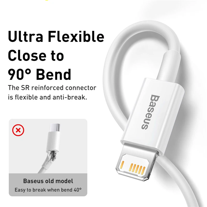 Cable USB Baseus para iPhone Cable 11 12 Pro Max Xs Xr X SE 8 7 6 Plus 6s Cable de datos Cable de cargador rápido para iPad Air mini 4