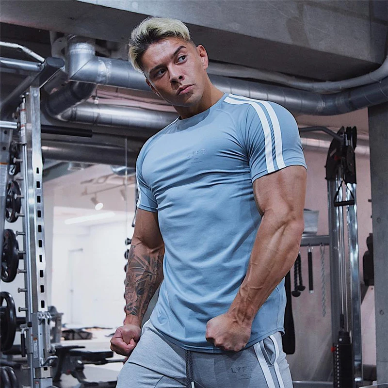 Camiseta deportiva para correr para hombre, Camisa ajustada de algodón, elástica, para entrenamiento, gimnasio, trotar, nueva