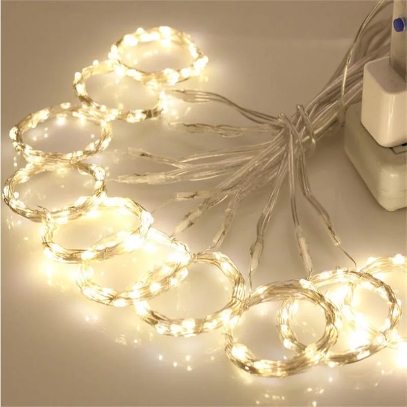 Luces LED impermeables con control remoto, cortina alimentada por USB, iluminación romántica para el hogar, Navidad, boda, 3m x 2m, 8 modos