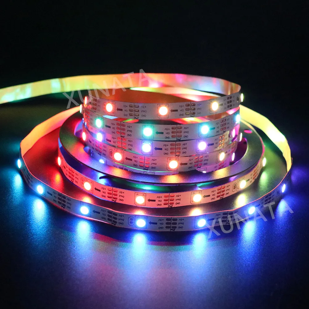Tira de LED DC 5V WS2812B 30/60/144 Píxeles/m IP2 IP65, Lámpara Nocturna Inteligente con Circuito Integrado WS2812, Tira de Luz LED RGB 5050 de Color de Ensueño