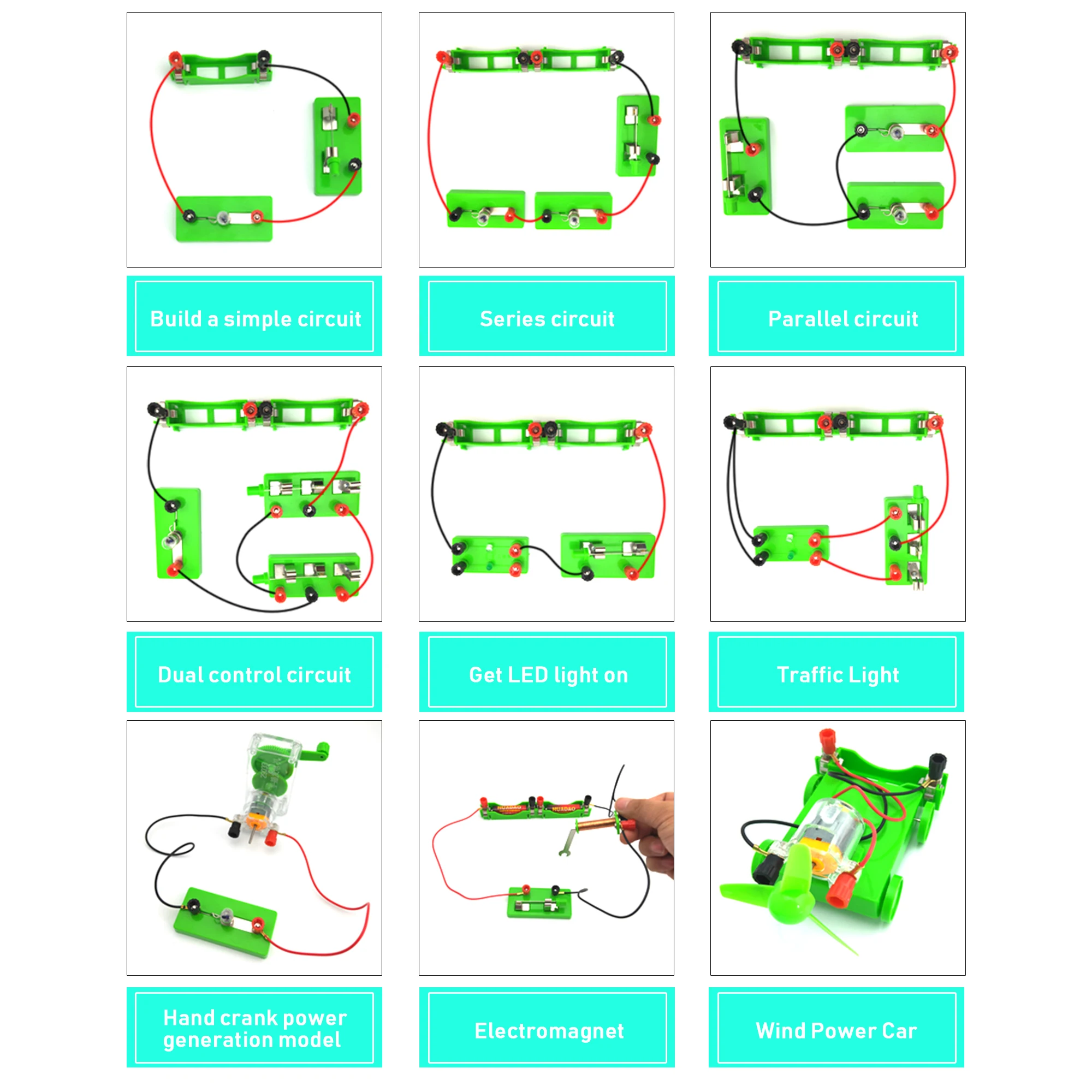 Kits educativos de circuito eléctrico para estudiantes, laboratorio escolar, aprendizaje de física, experimentos electromagnéticos, material didáctico, juguetes científicos