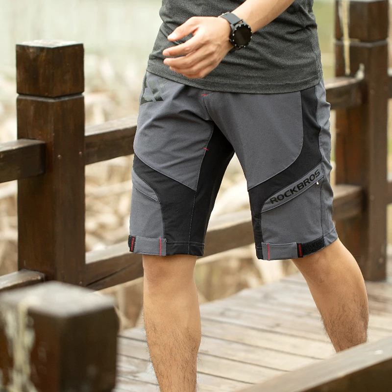 ROCKBROS-pantalones cortos de ciclismo para hombre, Shorts transpirables de secado rápido, doble capa, para deportes al aire libre, de verano