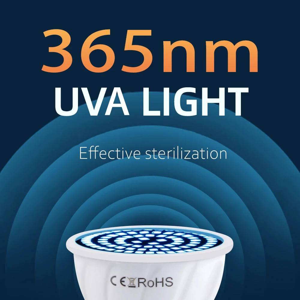 48 60 80 LEDs Bombilla de esterilización UVA Bombilla de desinfección de luz germicida ultravioleta E27 110V 220V 365nm Bombilla UV
