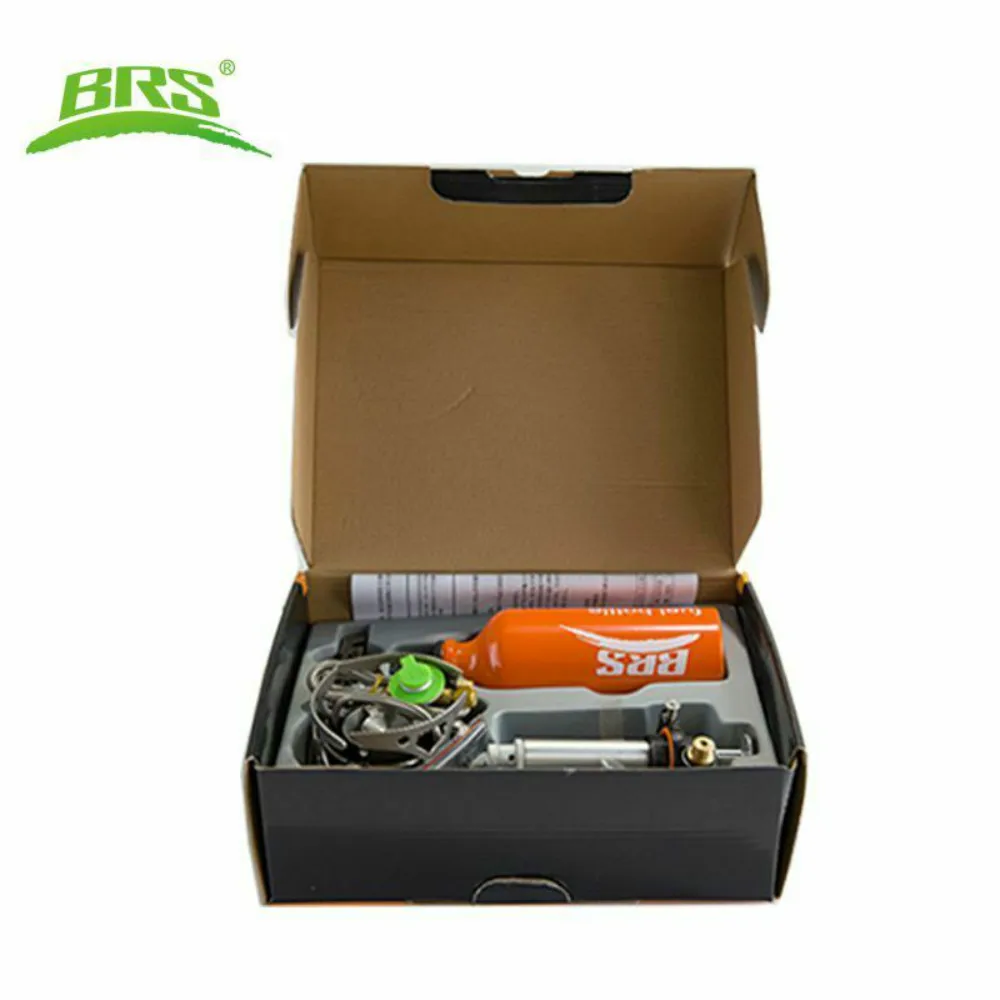 BRS-8 Estufas de camping portátiles para uso en exteriores, multiuso para aceite/gas, con una botella de combustible, utensilios de cocina plegables para senderismo, juego de quemadores para picnic.