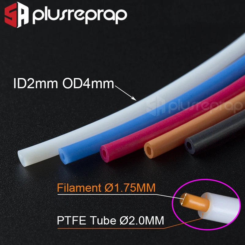 Tubo de PTFE de 1 metro, 2x4mm, ID, 2mm OD, 4mm, para piezas de impresora 3D, tubo Bowden J-head, tubo guía de filamento de 1,75mm