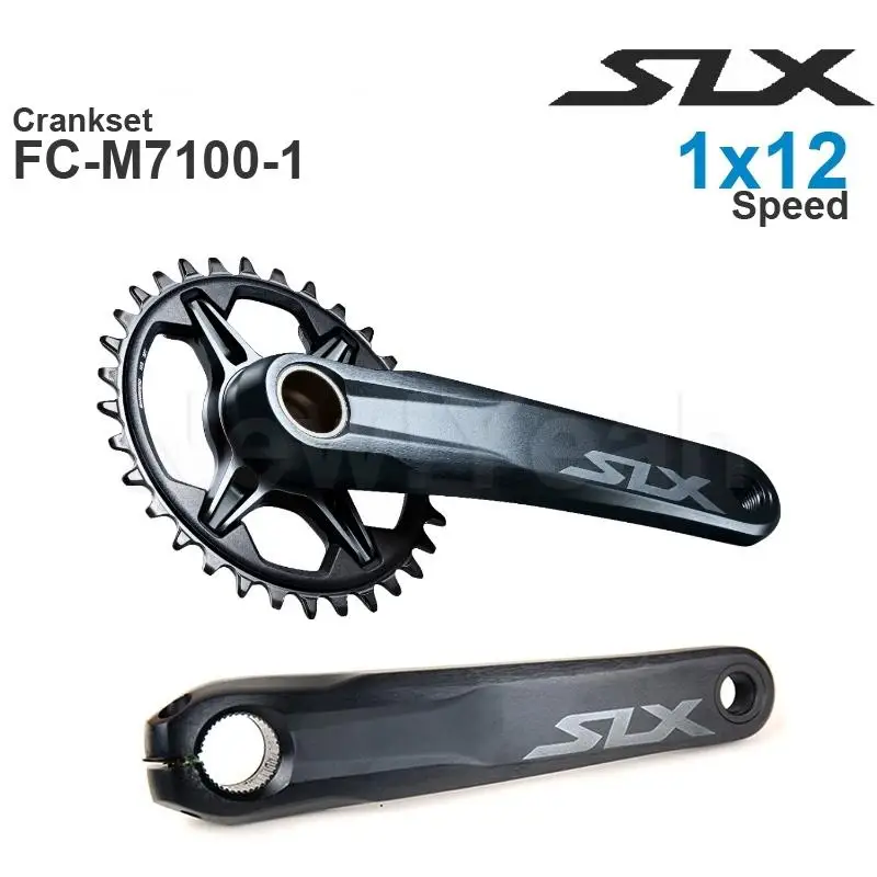 Shimano SLX FC-M7100 1x12v Crankset HOLLOWTECH II - Crankset MTB - 172 mm Q-Factor - 1x12 velocidades 30T 32T 34T Piezas Originales