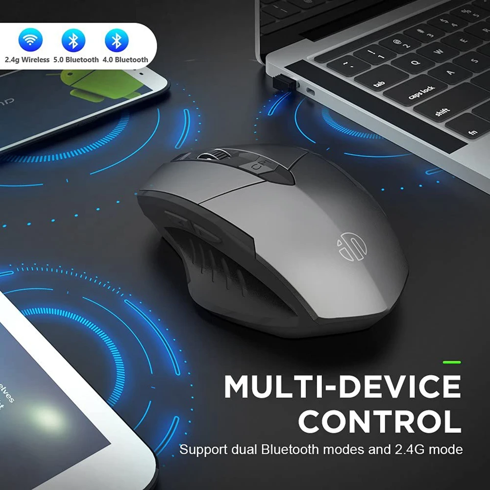 Ratón Compatible con Bluetooth recargable 2,4G INPHIC PM6 ratón inalámbrico soporte silencioso para oficina PC portátil tableta Smartphone Universal