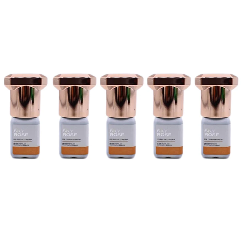 5 botellas de pegamento rosa cielo para extensiones de pestañas 1s, pegamento de cielo coreano de secado rápido, 5ml, pegamento para pestañas postizas, herramientas de maquillaje, tienda de suministros adhesivos