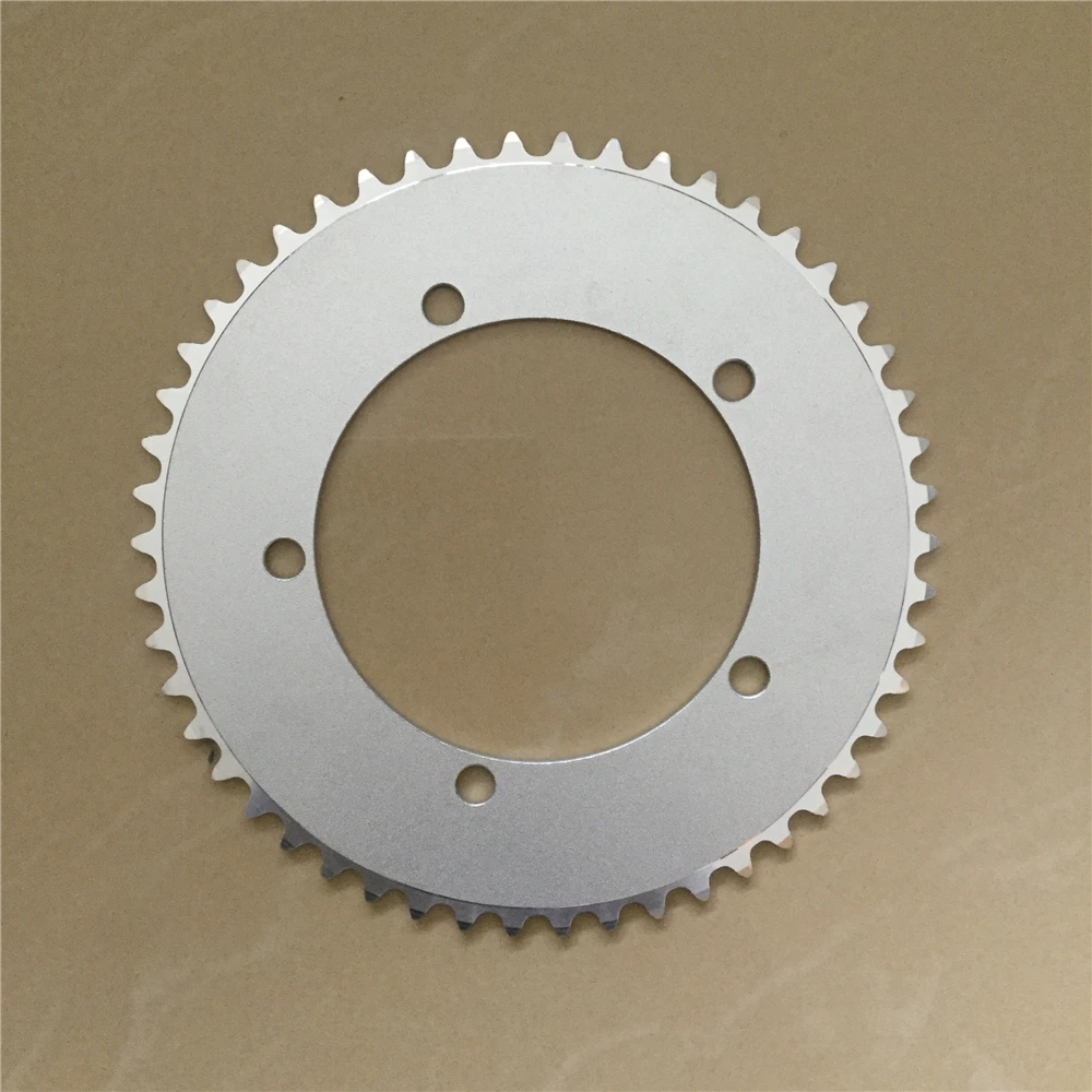 Plato de Cadena para Bicicleta de Pista y Piñón Fijo, 130 MM BCD, 44T 46T 48T 50T 52T 53T, para Bicicleta Fixie de Una Velocidad, Plateado