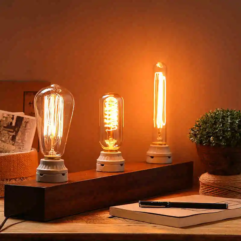 Bombilla Edison Retro E27 220V 110V 40W ST64 G80 G95 T10 T45 ampolla regulable Vintage filamento lámpara incandescente Edison