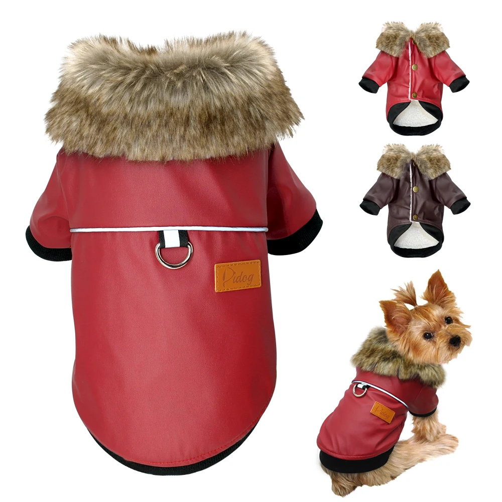 Cool Dog chaqueta de cuero abrigo cálido invierno ropa para mascotas traje Bulldog Francés ropa abrigos para perros pequeños medianos