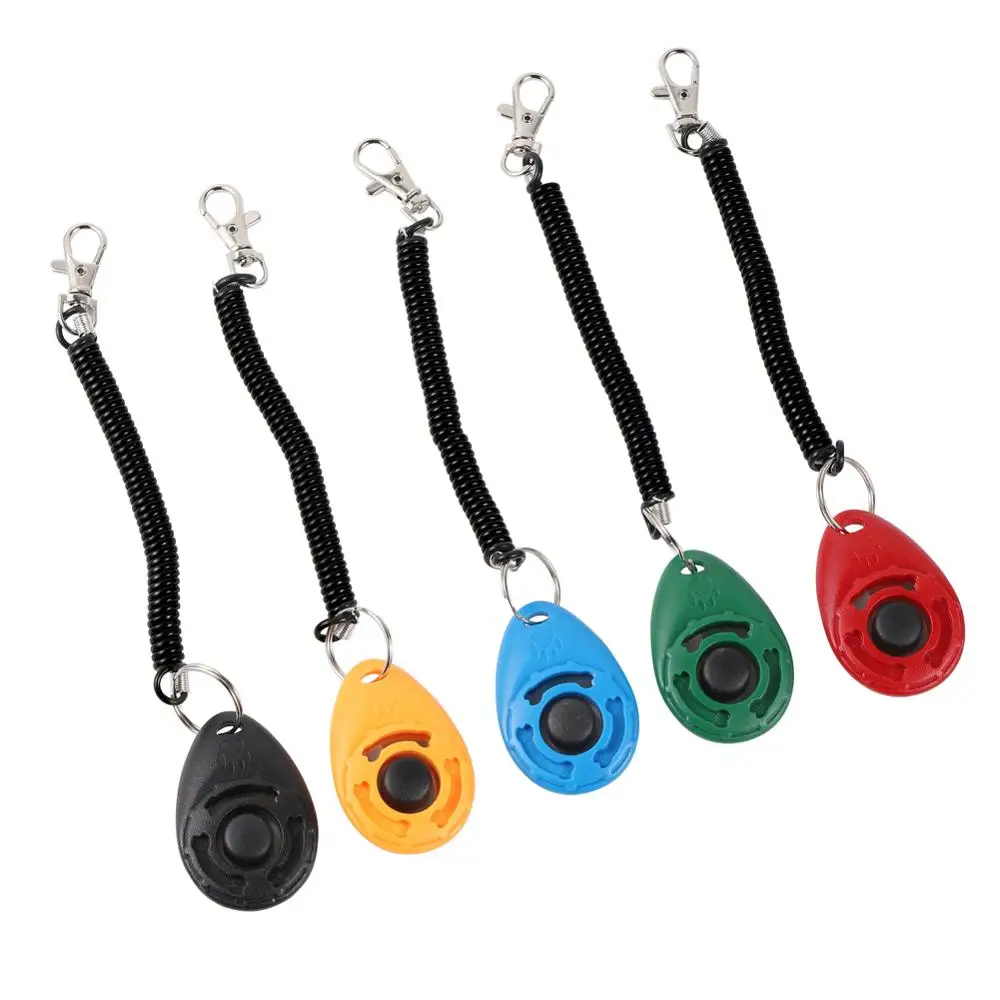 Productos para mascotas, Clicker de entrenamiento para perros y gatos, plástico, nuevos perros, ayuda para entrenador, correa de muñeca ajustable, llavero con sonido, repelente de perros
