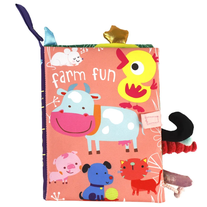 Juguete de Aprendizaje Temprano para bebé de 0 a 36M, libro de tela con cola, rompecabezas de papel con sonido interactivo para padres e hijos, sonajero de libro de tela