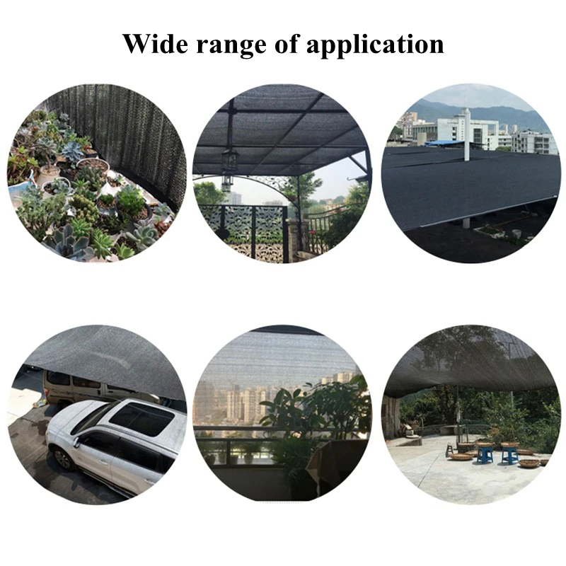 Malla de sombreo negra anti-UV de HDPE para jardín, plantas suculentas, cubierta para piscina exterior, malla de sombreo de 3, 6 y 12 pines