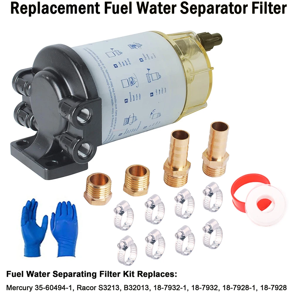 S3213 Conjunto de filtro separador de agua y combustible compatible con motor fueraborda Mercury Yamaha Racor Sierra Motor Boat 10 micras