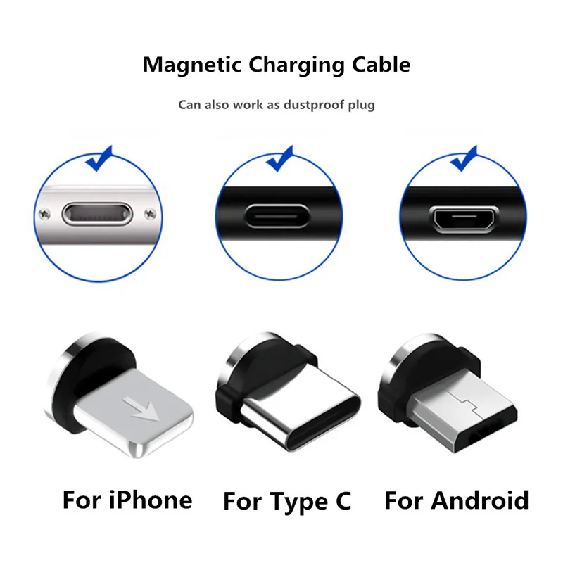 Adaptador de Cable de carga para teléfono móvil, convertidor de 9 piezas, rotación de 360 grados, puntas magnéticas, piezas de repuesto, fácil de operar, duradero