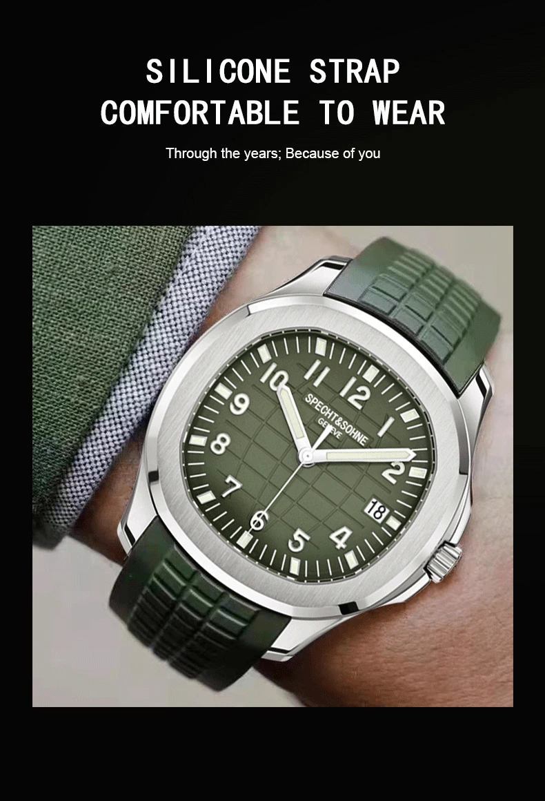 Relojes mecánicos automáticos de marca Specht & Sohne, relojes de pulsera deportivos, zafiro verde luminoso, resistente al agua hasta 50M, reloj Masculino