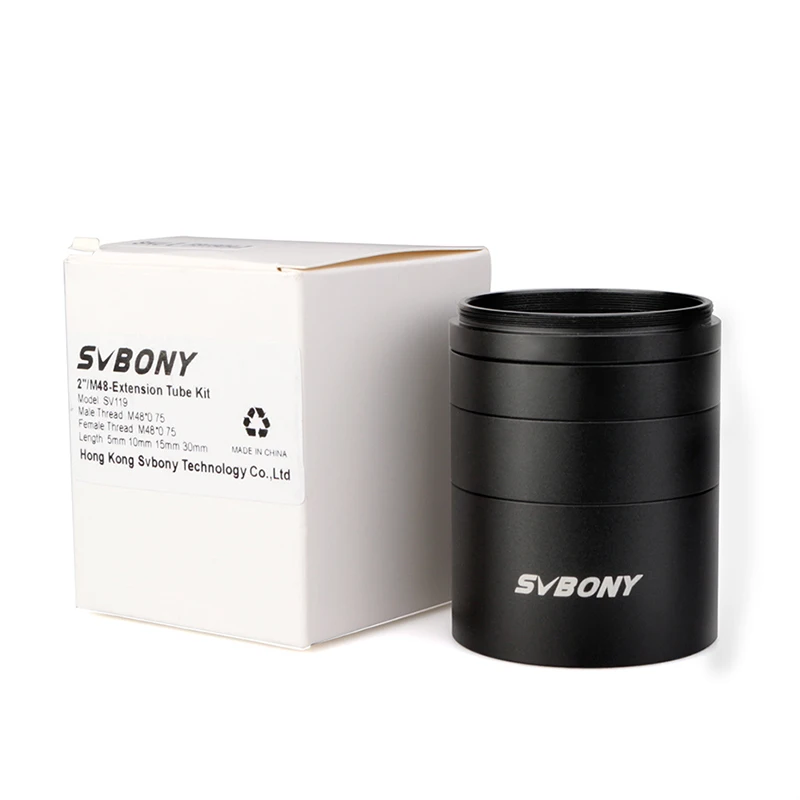 SVBONY-Kit de tubo de extensión M48 de 2 pulgadas, 5/10/15/30mm, en ambos lados para Astronomía M48x0.75, telescopio profesional, Astrofotografía SV119