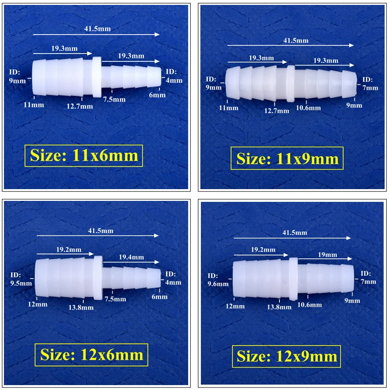 5 ~ 200 Uds 4 ~ 12mm a 2,4 ~ 9mm PE plástico Pagoda reductor conector directo tanque de acuario adaptador de bomba de aire tubería de riego junta de manguera