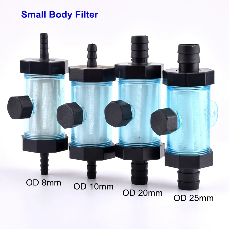 Filtro de manguera de agua de 8mm ~ 25mm, accesorios de riego para jardín, pulverizador para acuario, tanque de peces, filtro de tubería de agua suave, taza, filtro de freno de coche, 1 ud.
