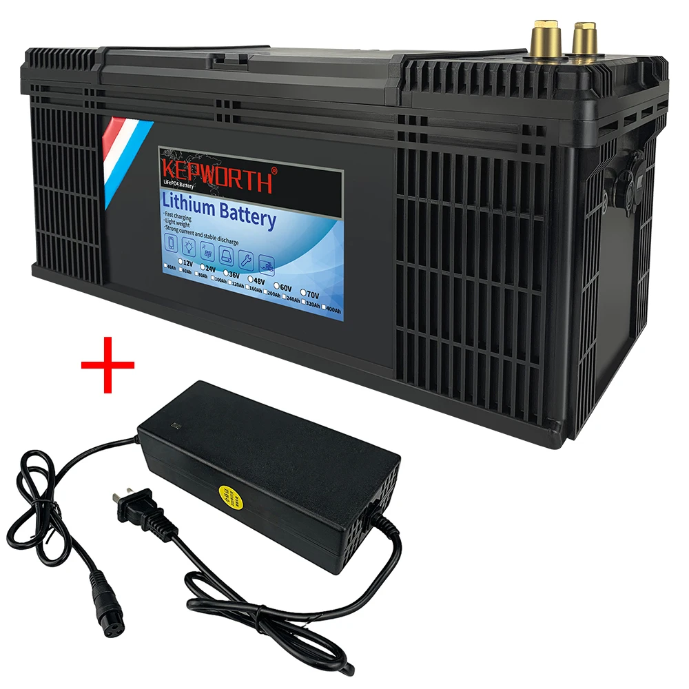 Batería de fosfato de hierro y litio KEPWORTH LiFePO4 de 12V 24V con BMS 50 100 120 135 300Ah para carrito de golf EV RV almacenamiento de energía Solar