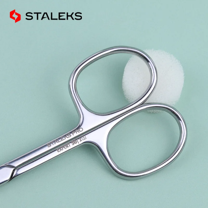 STALEKS Expert-Tijeras de cejas de acero inoxidable 50-2, herramienta para el cuidado de las uñas, exfoliante de boca curva, 1 unidad
