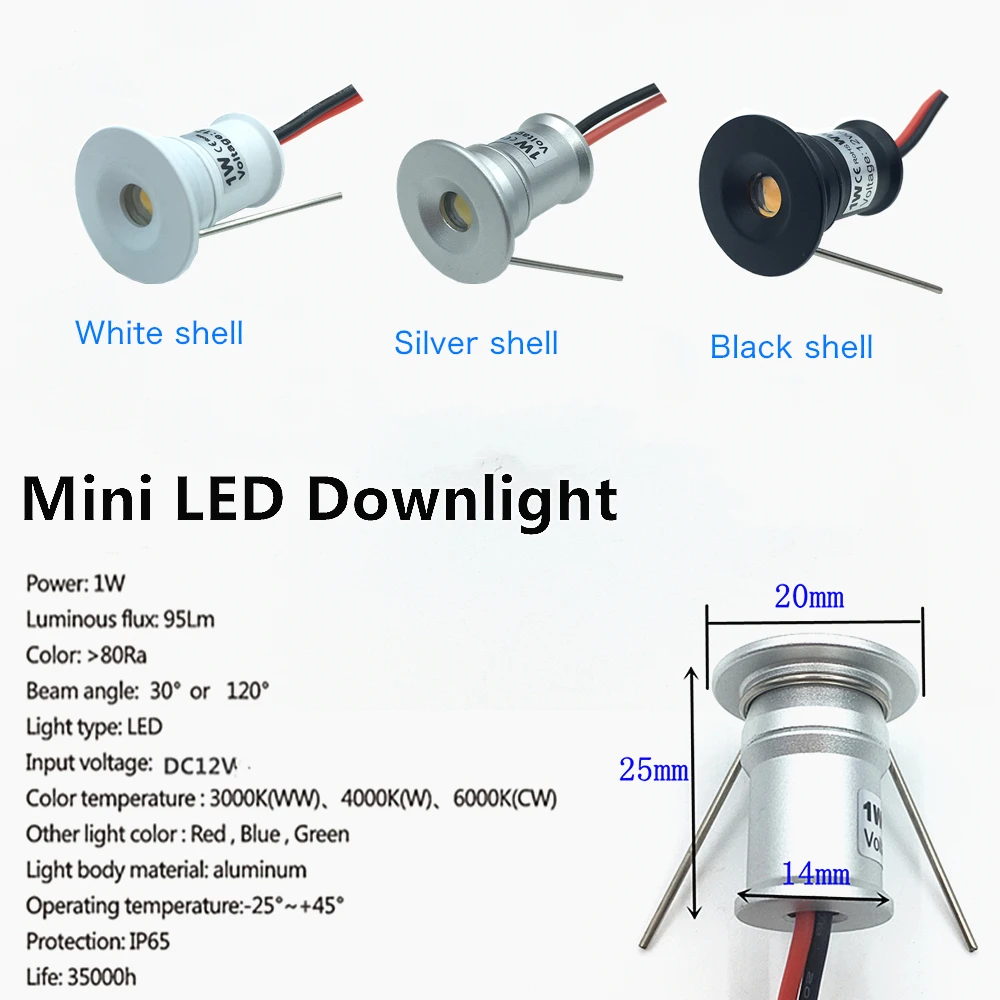 Foco LED empotrable pequeño para el hogar, bombilla con controlador, 1W, 12V, para techo, escaleras, pasarelas, decoración de armario, 10 unidades