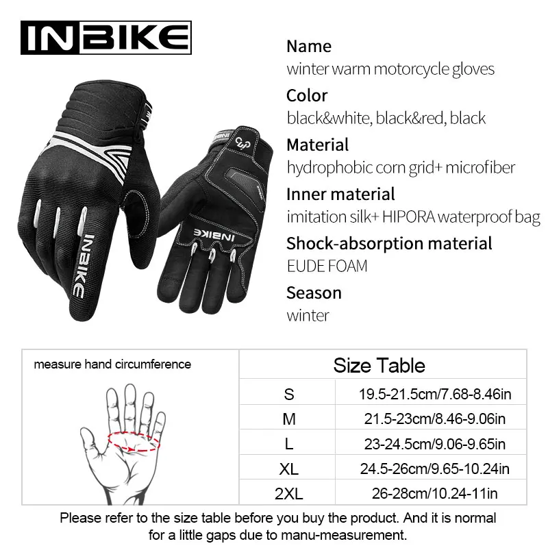 INBIKE-guantes de ciclismo de invierno para hombre, guantes de dedo completo para bicicleta de montaña y motocicleta, guantes a prueba de golpes con pantalla táctil para conducir Motor