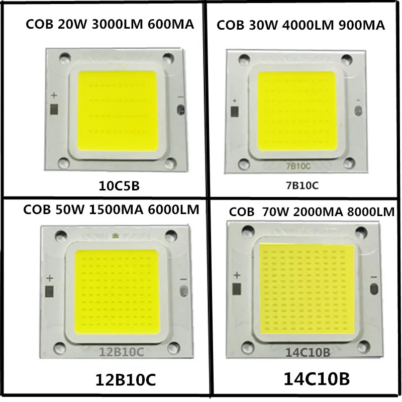 20PCS LED COB Flip Chip de Alta Potencia 4640 10W 20W 30W 50W 70W 2B50C 12B10C 2B25C 12V 30V para Lámparas de Calle