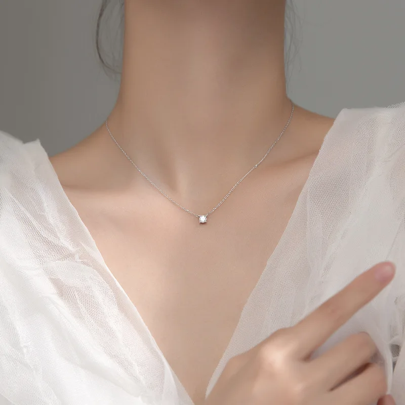 La Monada-collar de plata de 38 + 4,8 cm para mujer, joyería de plata fina 925, colgantes minimalistas para el cuello, cadenas de plata 925 para mujer