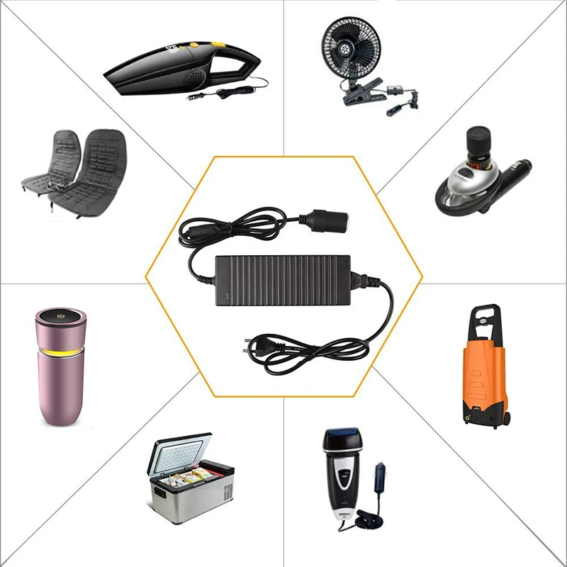 Adaptador de corriente para coche, enchufe para encendedor de cigarrillos, convertidor de corriente, adaptador de CA DC 110V/220V a 12V 15A, encendedor de alimentación para el hogar