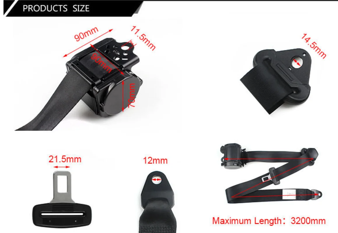 Cinturón de seguridad retráctil para coche, cinturón de seguridad para Conductor, piezas de automóviles, certificación CE, 3 puntos