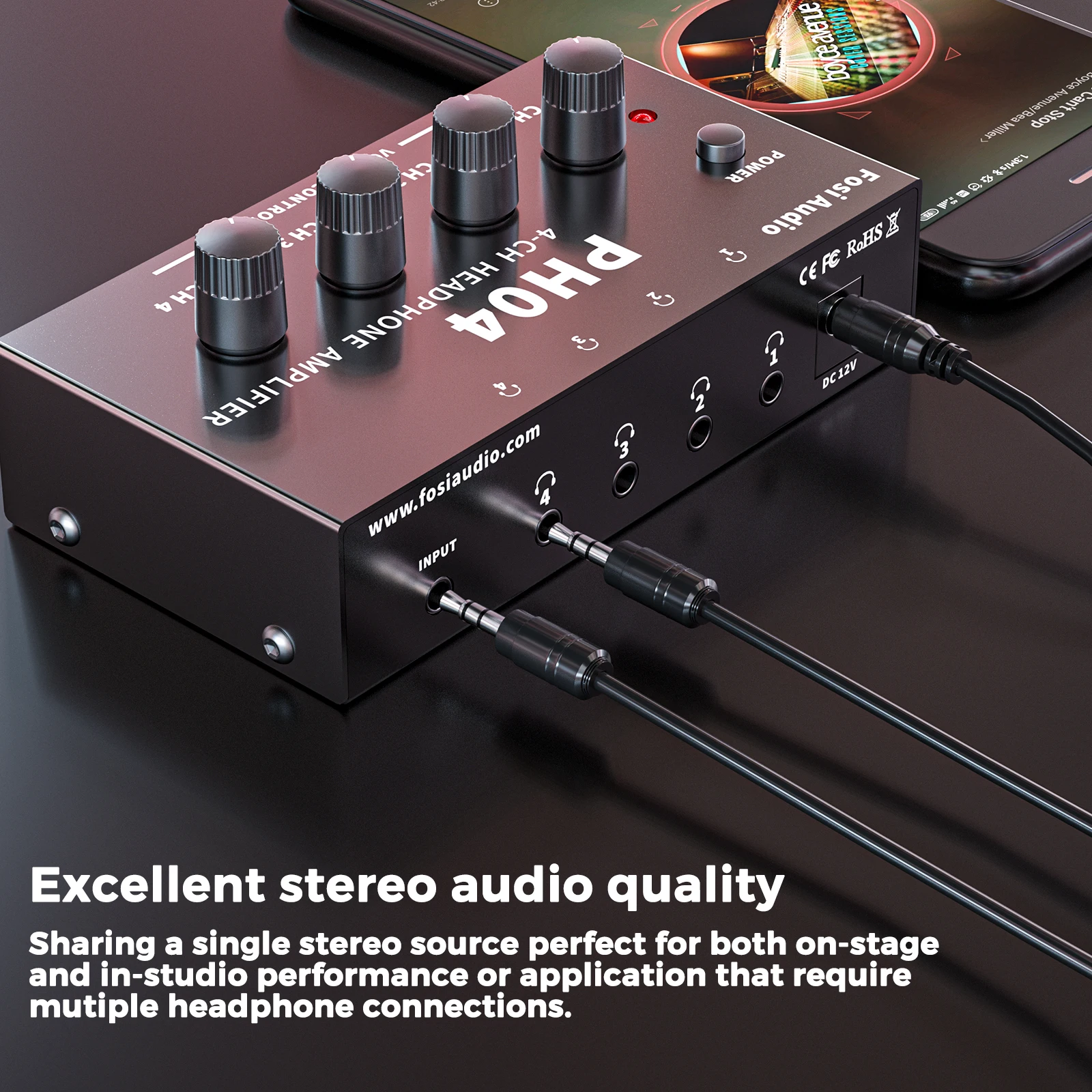 Fosi Audio PH04 4CH amplificador de auriculares amplificador de Audio estéreo de Metal preamplificador divisor de auriculares portátil ultracompacto para estudio