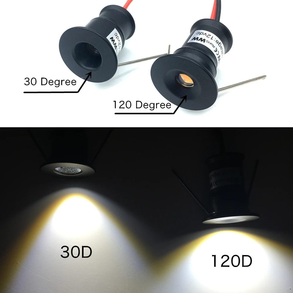 Foco LED empotrable pequeño para el hogar, bombilla con controlador, 1W, 12V, para techo, escaleras, pasarelas, decoración de armario, 10 unidades