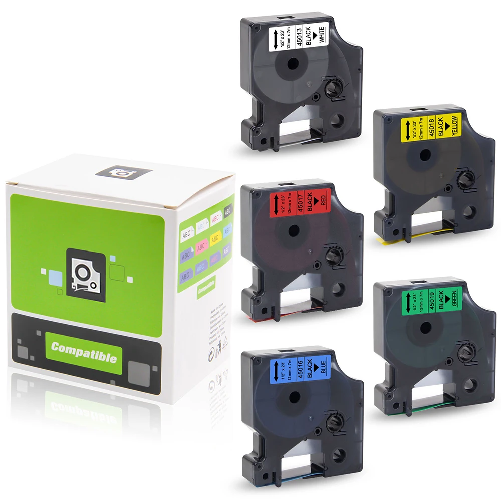 Etiqueta de 6/9/12/19/24mm Compatible con cinta DYMO D1 45013 45018 40913 43613 45803 53713 para impresora Dymo LabelManager 160 280 450