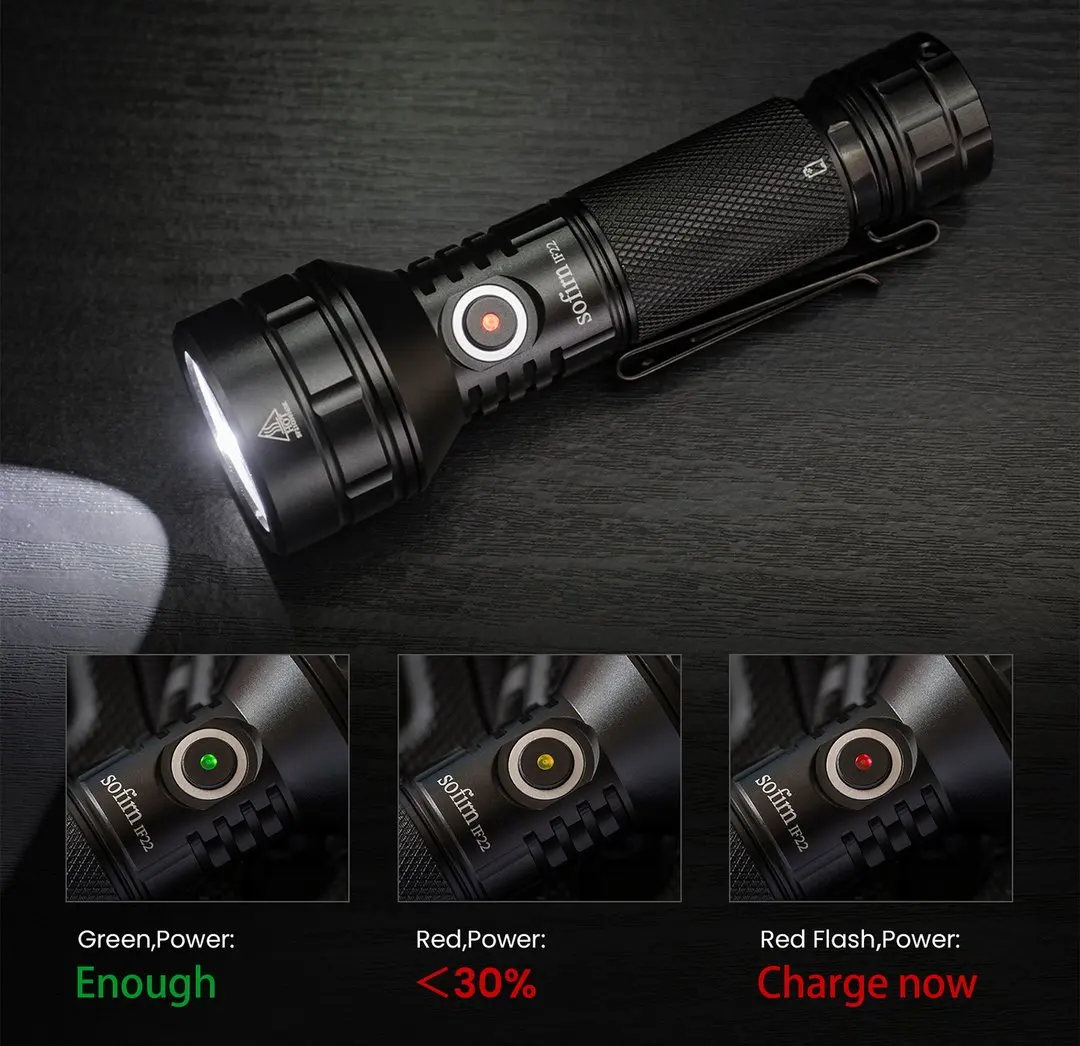 Linterna LED SOFIRN IF22A TIR Optics de 2100lm, Recargable 21700 USB C, Potente Linterna EDC, Linterna de Exterior para Pesca