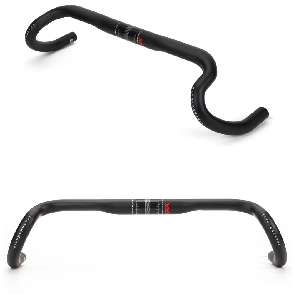 Nuevo Manillar de Carbono para Bicicleta de Gravel, Manillar de Gran Curvatura para Ciclocross y Bicicleta de Carretera, 380/400/420/440mm, Fibra de Carbono