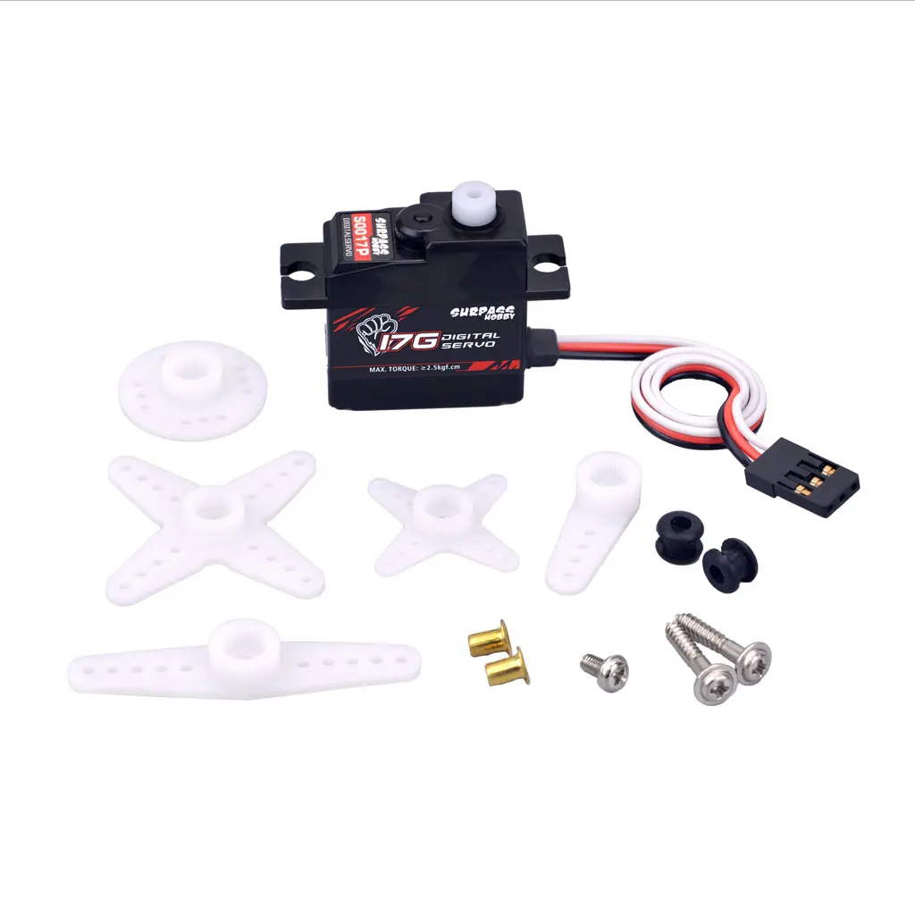 SURPASS Hobby 17g Micro Mini Servo S0017M engranaje 1,8 KG par Servo Digital para 1/16 1/18 RC coche helicóptero avión y barco