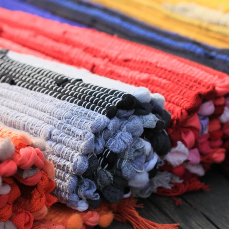 Alfombra y alfombra Retro hecha a mano con borlas de tela de algodón para el hogar, tapiz para el salón, alfombra absorbente para el suelo, decoración Bohemia para cocina