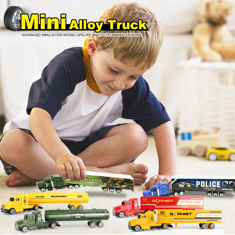 1 piezas de aleación de camión modelo Diecast coche de juguete contenedor de aceite tanque del camión Multi-color vehículos juguetes de regalo de cumpleaños para los niños