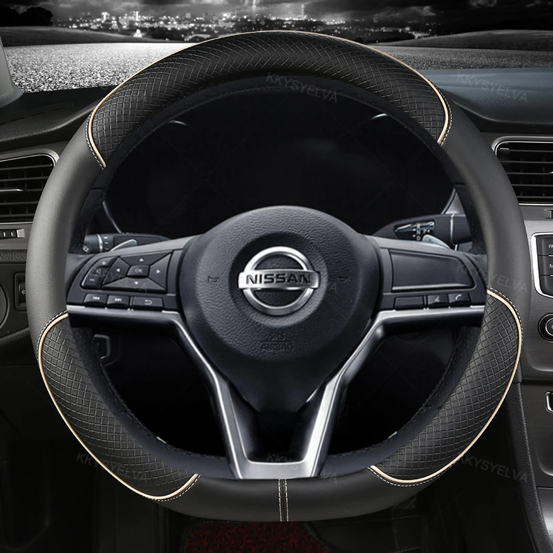 Protector para volante de coche tipo D de cuero PU para Nissan x-trail Qashqai Rogue Sport Rogue 2017 2018 2019 2020 2021 Altima Versa