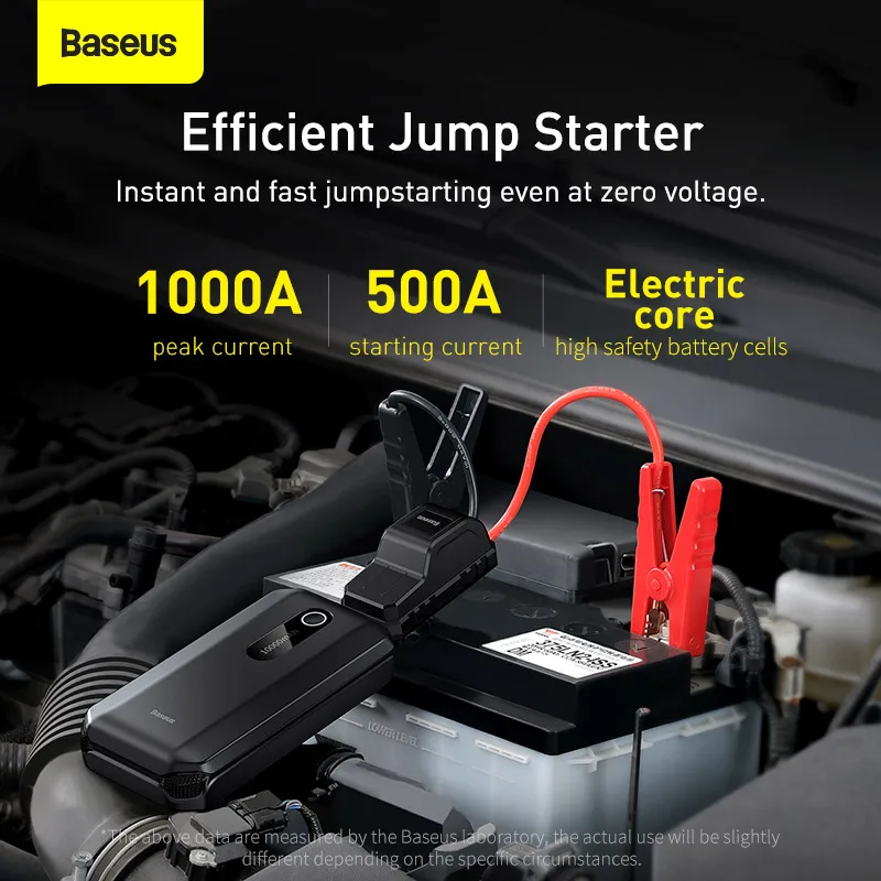 Baseus-arrancador de batería de coche, dispositivo de arranque, 1000A, Buster automático, refuerzo de emergencia, 12V, banco de energía de arranque de batería de coche, 10000mAh