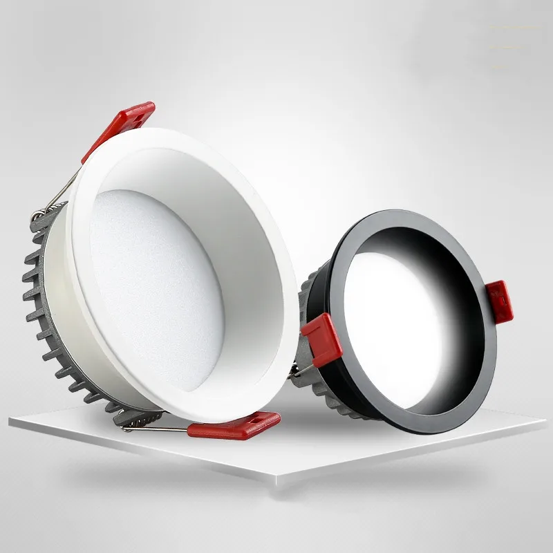 Luces LED empotradas antideslumbrantes regulables AC85~265V, luces LED de techo de 7W/9W/12W/15W, lámparas de fondo, iluminación interior