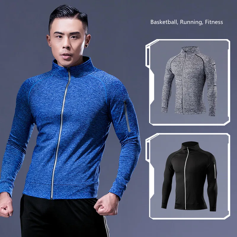 Chaqueta de entrenamiento para correr para hombre, abrigo de entrenamiento con cremallera, ropa deportiva, manga larga, sudadera para correr, ropa de gimnasio, equipo de fitness