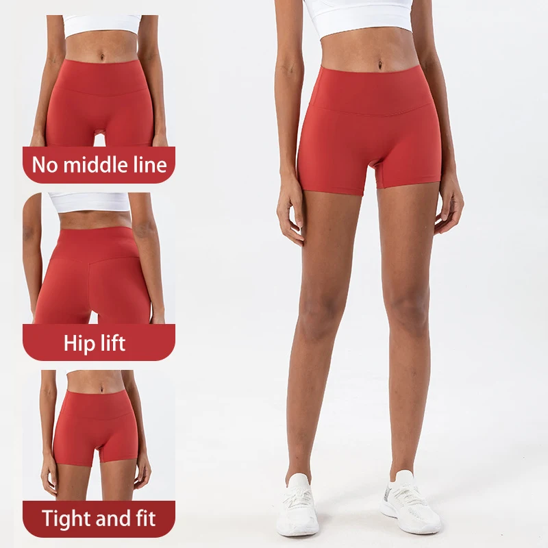 SOISOU Pantalones Cortos de Nailon para Gimnasio, Yoga, Fitness, Ciclismo, para Mujer, Ajustados, Elásticos, Transpirables, de Cintura Alta, sin Líneas Visibles, 13 Colores